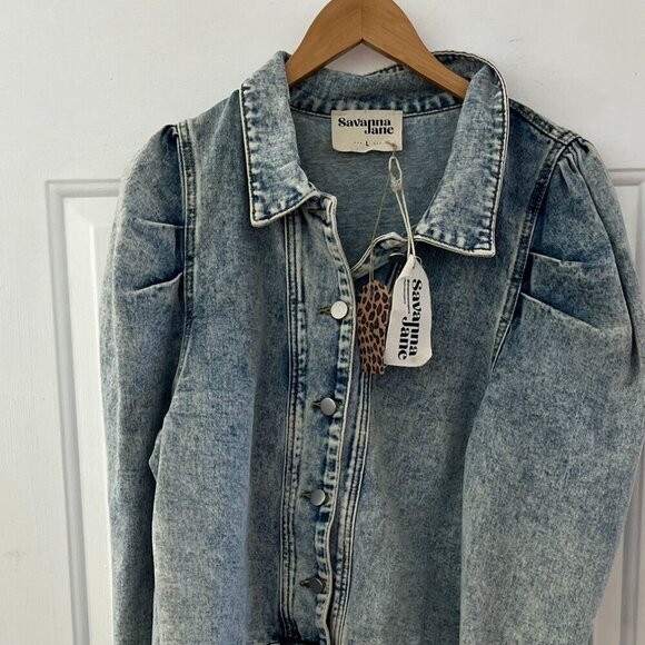 Savana Jane Woman's Light Wash Denim Jacket Sz Lr - Picture 2 of 9